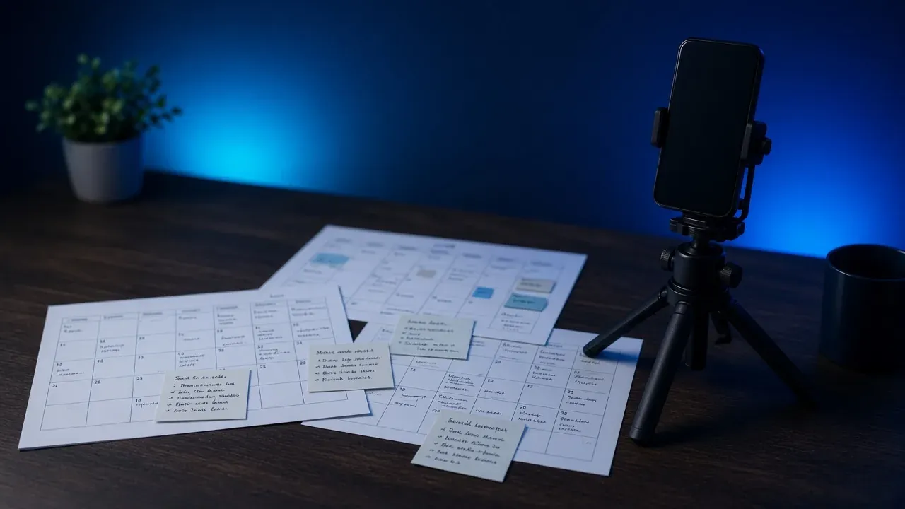 Eight-week music release rollout calendar with captions and email sequence